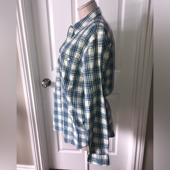 Lucky Brand Blue and White Plaid Men's Shirt - Picture 5 of 7